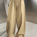 Color-Khaki-Retro Tencel Cotton Drawstring Elastic Waist Loose Cargo Pants Women Wide Leg Pants Casual Trousers-Fancey Boutique