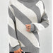 Color-Gray White Striped Bottoming Shirt-Autumn Winter Turtleneck Pullover Contrast Color Diagonal Striped Knitted Bottoming Shirt Women-Fancey Boutique