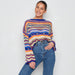 Autumn Winter Striped Sweater Women round Neck Long Sleeve Stitching Loose Pullover Sweater-Fancey Boutique