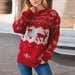 Color-Red-Women Clothing Elk Snowflake Christmas Sweater Pullover Sweater-Fancey Boutique