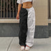 Color-Black and white-Women Clothing Autumn Winter High Waist Wide Leg Loose Casual Trousers Lace Straight Cargo Pants Casual Pants-Fancey Boutique