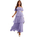 Color-Lavender Purple-Maxi Dress High Waist off Neck Slim Elegant Dress-Fancey Boutique