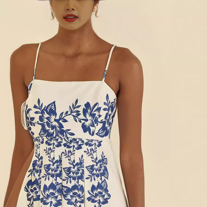 Color-Spring Summer Suspender Ethnic Symmetrical Printed Dress-Fancey Boutique
