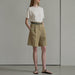 Color-Brown-Cotton Linen Cropped Pants Summer Stone Washed Pure Linen High Waist Slimming Bermuda Shorts Office-Fancey Boutique
