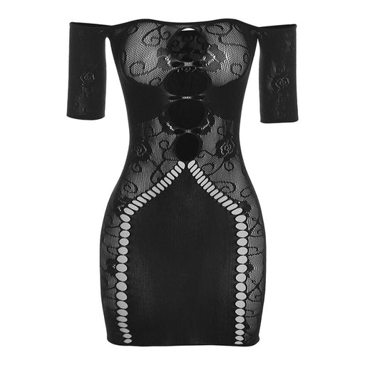 Summer Women Clothing Sexy Cutout off Neck Knitted High Waist Tight Sheath Dress-Black-Fancey Boutique