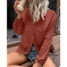 Color-Brick Red-Autumn Winter Casual Loose Single Breasted Shirt Women-Fancey Boutique