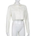 Color-White-Autumn Winter Long Sleeve Short cropped Women Leather Top Short Coat Women-Fancey Boutique