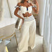 Color-White-Women Suit Summer Casual Off Shoulder Solid Color Sexy Two Piece Suit-Fancey Boutique