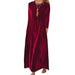 Color-Burgundy-Spring Gold Velvet Slimming Crew Neck Maxi Dress-Fancey Boutique