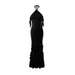 Women Summer Sexy Halter Backless Sheath Ruffled Pleated Drape Evening Dress Maxi Dress-Black-Fancey Boutique