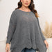 Color-Gray-plus Size Women Tops Women Clothes Autumn Winter Loose Woven Shirt Idle Pullover-Fancey Boutique