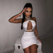 Color-White-Bright Brick Halter Backless Sexy Pleated Dress Spring Summer Women Clothing New-Fancey Boutique