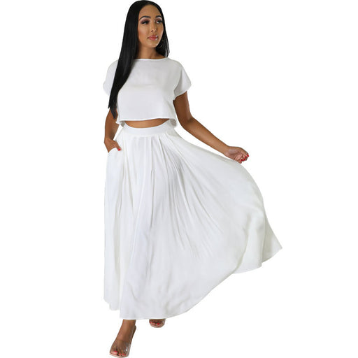 Color-White-Women Casual Skirt Women Clothing Skirt Two Piece Set-Fancey Boutique