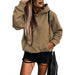 Autumn Winter Solid Color Pocket Hooded for Women All Matching Long Sleeve Top-Kaqi-Fancey Boutique