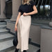 Autumn Imitation Acetate Satin A Swing High Waist Skirt Women Commuting Wear Long Skirt-Fancey Boutique