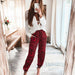 Color-Red-Summer New Trousers Fashion Casual Pants Leopard Print Forged Trousers Micro Elastic-Fancey Boutique