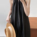 Color-Colored glaze black-French High End Niche Halter Strap Cami Dress Loose Cold Shoulder Sleeveless Dress-Fancey Boutique
