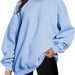 Color-Light Blue-Women Clothing Round Neck Pullover Loose Casual Fleece Lined Oversized Sweater-Fancey Boutique