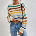 Autumn Winter Women Sweater Pullover round Neck Classic Striped Sweater Loose Casual Top Women-Fancey Boutique