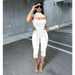 Color-White-Women Clothing Sexy Sleeveless Half Turtleneck Cropped Pants Two-Piece Solid Color Elastic Suit for Women-Fancey Boutique