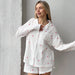 Color-White-Sweet Loving Heart Casual Loose Long Sleeve Shorts Pajamas Two Piece Set Can Be Outerwear Homewear Women-Fancey Boutique