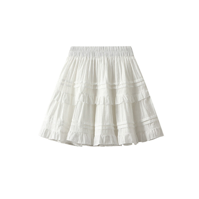 French Sweet White Skirt Women Summer A Line Ballet Skirt Tiered Dress Pettiskirt-Fancey Boutique