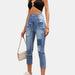 High Waist Ripped Cropped Pants Korean Casual Beggar Loose Straight Jeans-Fancey Boutique