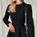 Autumn Winter Fashionable Elegant Texture round Neck Long Sleeve Black Graduation Dress French Mid Waist Lace Women Clothing-Fancey Boutique