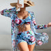 Color-Pattern 16-Swimsuit Women Split Three Piece Suit High Waist Long Sleeves Blouse Internet Celebrity Drawstring Suit-Fancey Boutique
