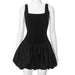 Women Clothing Summer Solid Color Stitching Vest Dress-Black-Fancey Boutique