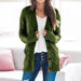 Color-Green-Autumn Winter Casual V neck Single Breasted Long Sleeve Knitwear Coat Cardigan Sweater for Women-Fancey Boutique