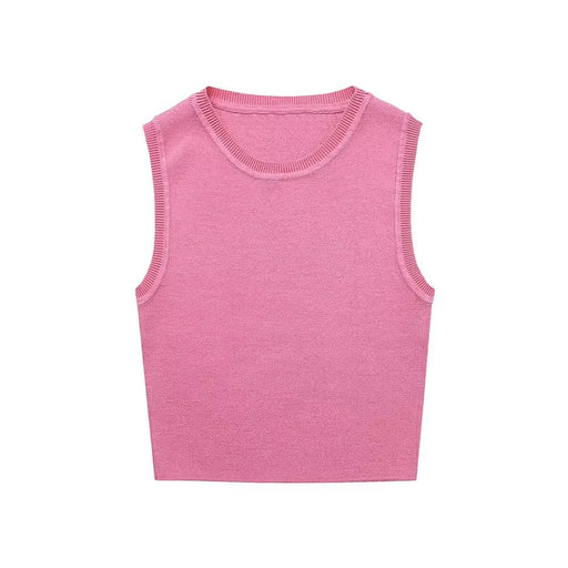 Summer Wind Women Basic Knitted Top Vest-Pink-Fancey Boutique