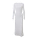 Autumn Sexy Big Backless Solid Color High Waist Elegant Slim Fit Long Sleeve Dress Women-White-Fancey Boutique