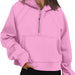 Color-Pink-Women Clothing Half Zipper Hooded Sweatshirt Loose Short Velvet Sweater-Fancey Boutique