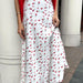 Floral Skirt Spring Elegant High Waist A line Fishtail Cherry Print Skirt-White-Fancey Boutique