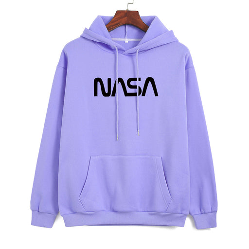 Color-Purple-Autumn Winter Coat Women NASA Print Hooded Fleece Lined Sweater Women Autumn Korean Loose-Fancey Boutique