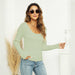 Color-yellowish green-Autumn Winter Knitwear Solid Color Buttons U-Neck Slim Fit Sexy Base for Women Sweater-Fancey Boutique