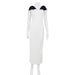 Women Sleeveless Round Neck Graceful Bow Solid Color French Slim Fit Slimming Dress Sheath Dress-White-Fancey Boutique