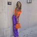 Winter Orange Feather Tube Top Purple Sequin Trousers Two Piece Set Casual Set-Fancey Boutique