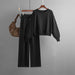 Color-Black-Two Piece Set Short Long Sleeve Suit Women Autumn Winter-Fancey Boutique