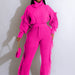 Color-Rose Red-3-Women Clothing Casual Solid Color Knitted Long Sleeve Turtleneck Tassel Suit-Fancey Boutique