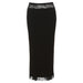 Summer Women Solid Color Office High Waist All Matching Lace Stitching See Through Skirt-Black-Fancey Boutique