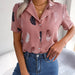 Color-Summer Elegant Collar Feather Loose Short Sleeve Shirt Women Clothing-Fancey Boutique