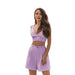 Color-Purple-Spring Summer Women Solid Color Two Piece Tube Top High Waist Shorts Sets-Fancey Boutique