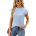 Color-Skyblue-Summer Solid Color Round Neck Loose Short Sleeve T Shirt Top-Fancey Boutique