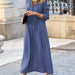 Color-royal blue-Large Swing Dress Solid Color Collared Long Sleeve Simple Casual Long Shirt Dress-Fancey Boutique