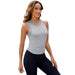 Turtleneck Rib T shirt Women Sleeveless Casual Slim Knit Vest Top-Tank Top-Gray-Fancey Boutique