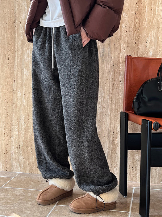 Color-Gray-Autumn Winter Woolen Woolen Casual Pants Sweatpants Women Autumn Winter Thickening Lamb Wool Ankle Banded Pants-Fancey Boutique
