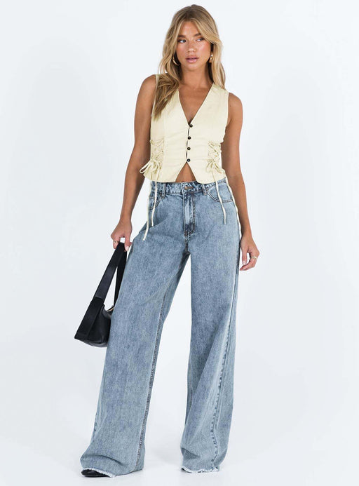 Denim Women Wear Supply Loose Casual Design Wide Leg Pants Denim Trousers for Women Jeans-Light Blue-Fancey Boutique