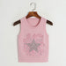 Color-Embroidered Five-Pointed Star Rhinestone Vest Bys Pink-Round Neck Knitted Vest Early Summer Retro Five Pointed Star Rhinestone Embroidered Slim Outer Wear Women Top-Fancey Boutique
